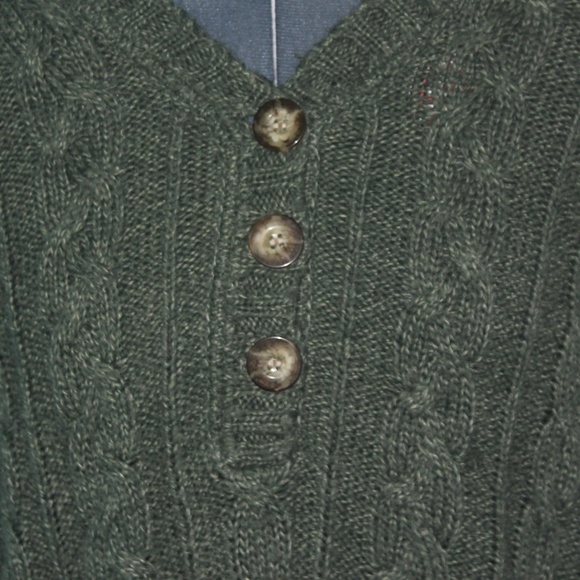 Dark Green Acrylic Button Sweater - Picture 3 of 7